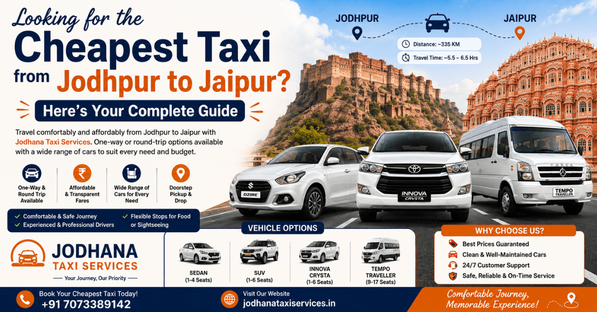 You are currently viewing Looking for the Cheapest Taxi from Jodhpur to Jaipur? Here’s Your Complete Guide